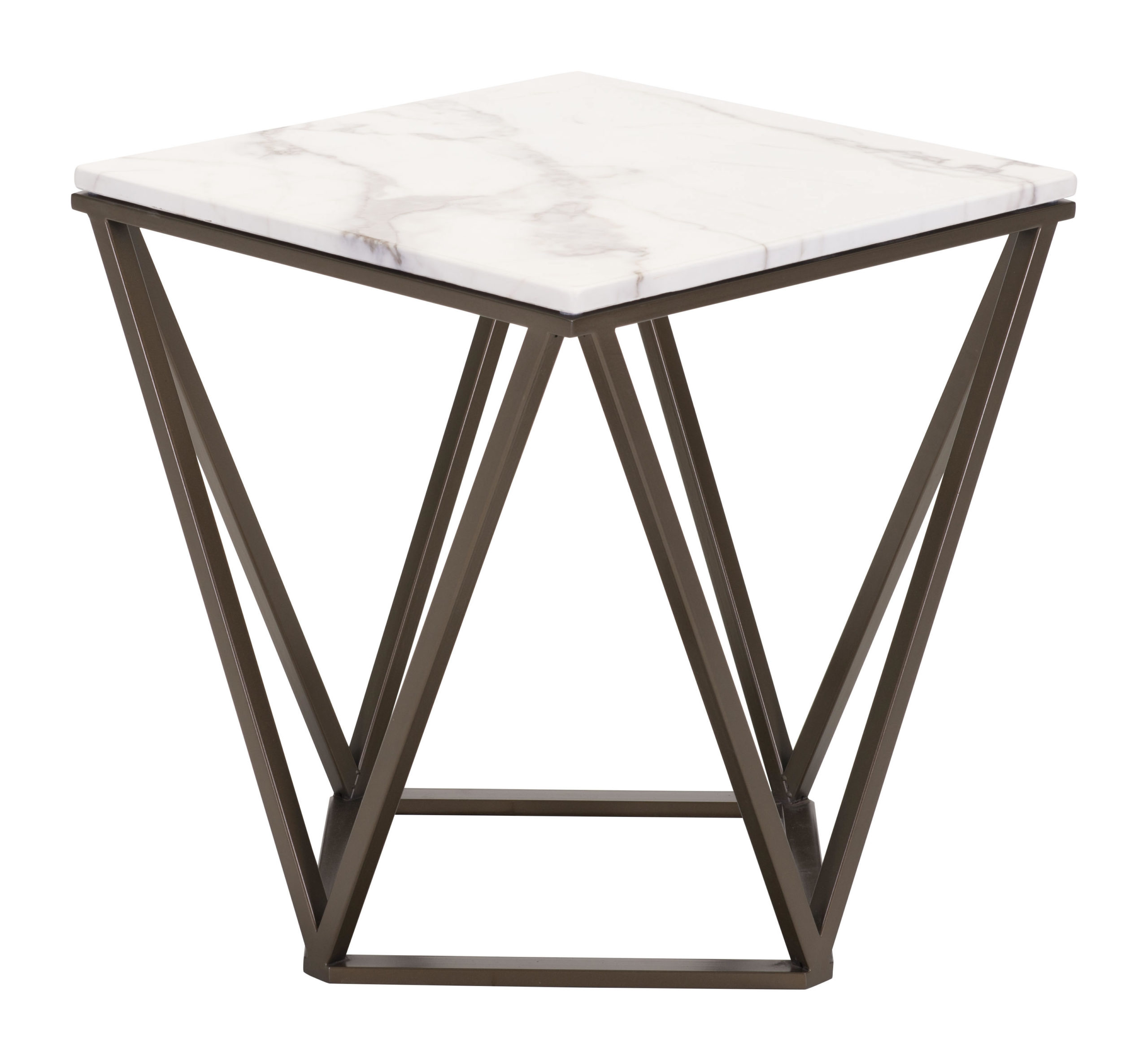 Polly Marble & Bronze End Table