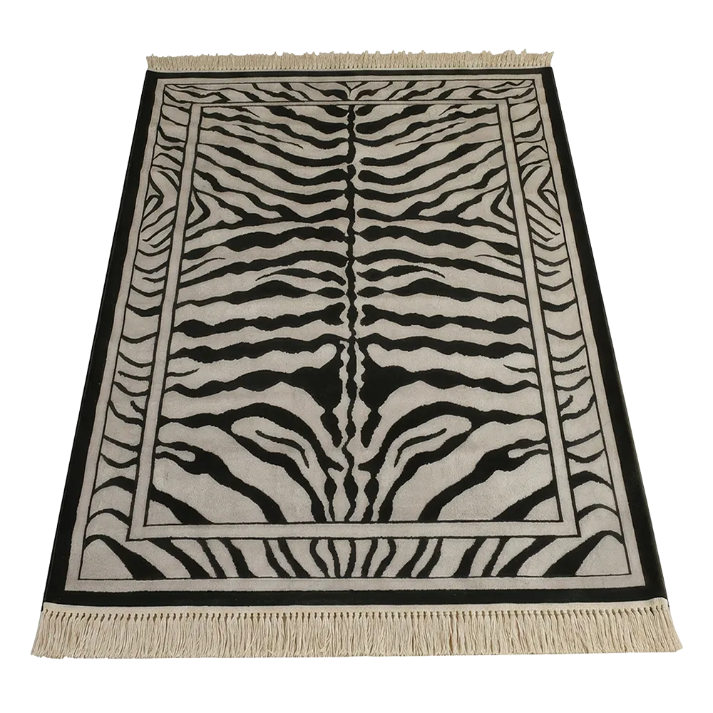 Zebra Rug with Fringe