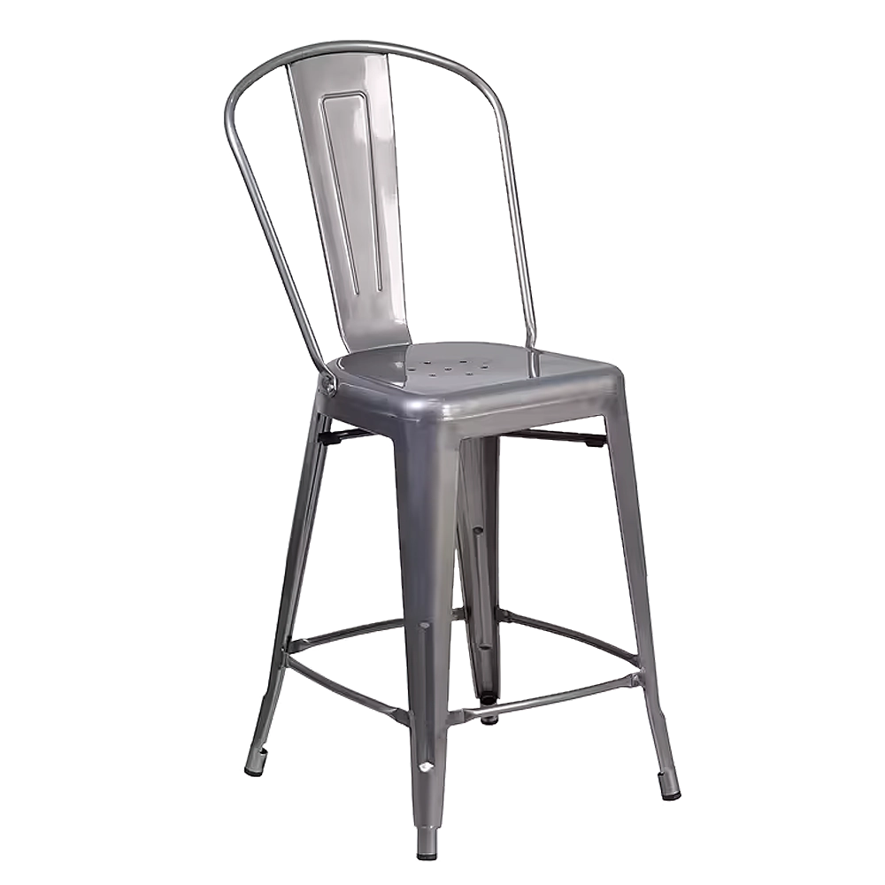 Elio Gunmetal with Back Bar Stool