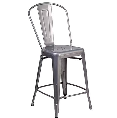 Elio Gunmetal w/Back Bar Stool