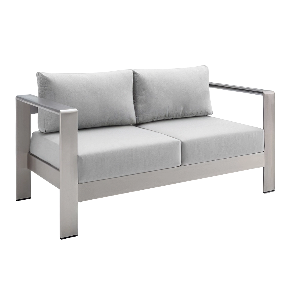 Shore Aluminum Patio Loveseat (Light Gray Cushions)
