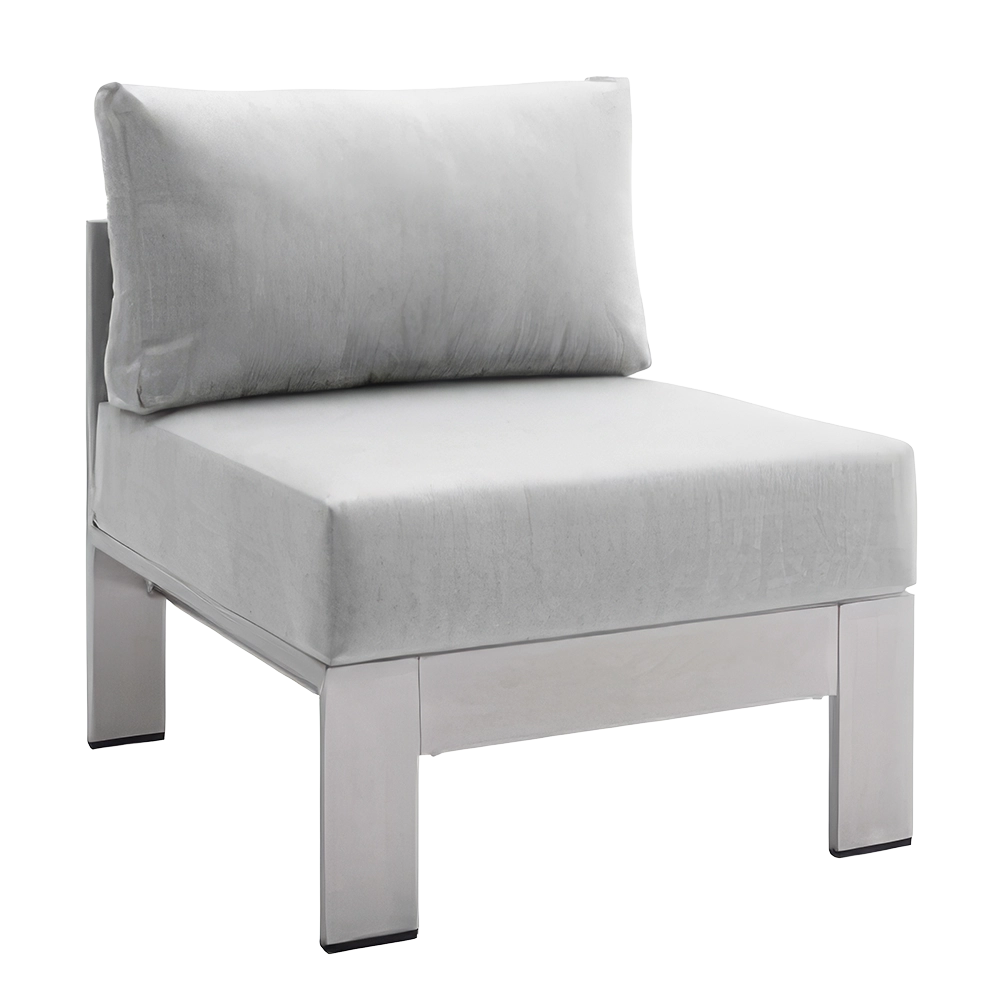 Shore Aluminum Patio Sectional (Armless Middle Sectional, Light Gray Cushions)