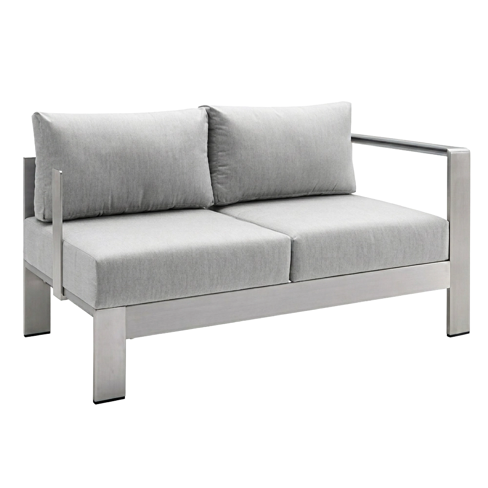 Shore Aluminum Patio Sectional (Right Arm, Light Gray Cushions)