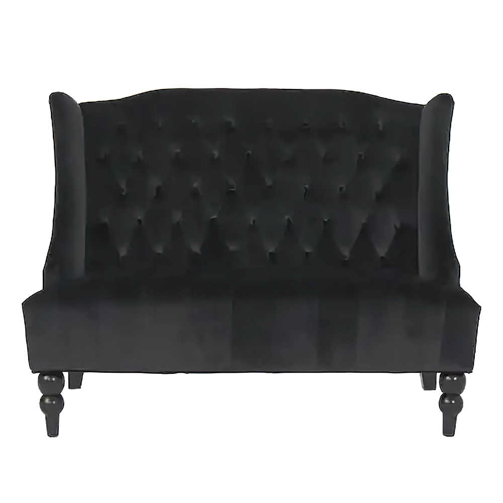Wednesday Black Velvet High Back Loveseat