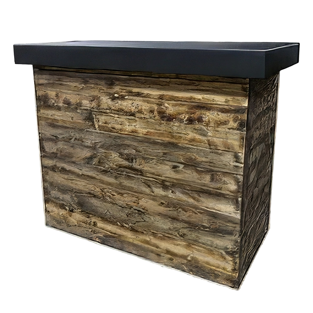 Reclaimed Wood Plank Bar Corner with LED Lighting - 4'