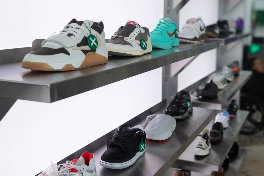 Sneakers on display