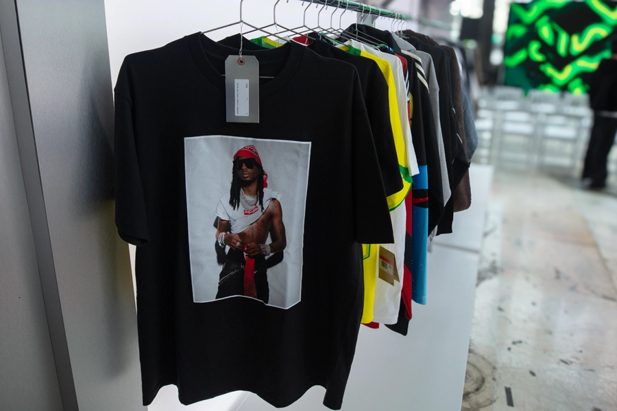 Rack of t shirts for sale