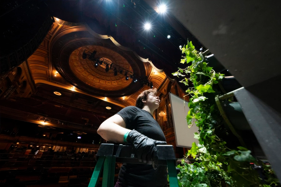 TedX_Countdown_Detroit_08 Installing floral elements on stage