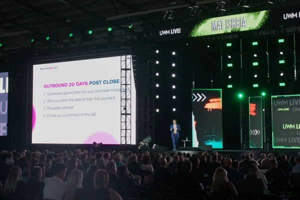 Wide shot of speaker on main stage